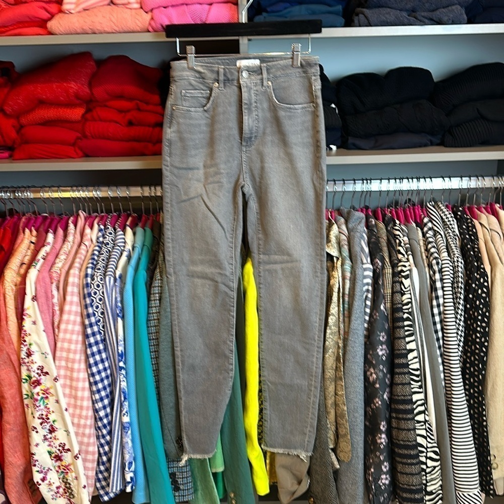 Loft gray jean with frayed hem size 2